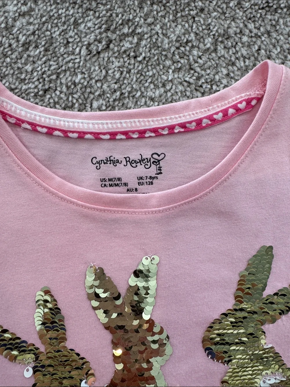 Cynthia Rowley Pink Ruffle Bunny Sequin Pajama Set